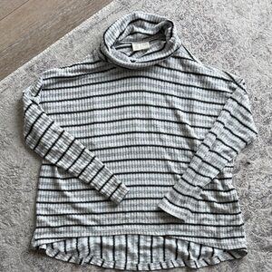 Striped Ribbed Roll Neck Sweater Gray Black Wht Saturday Sunday Anthropologie.